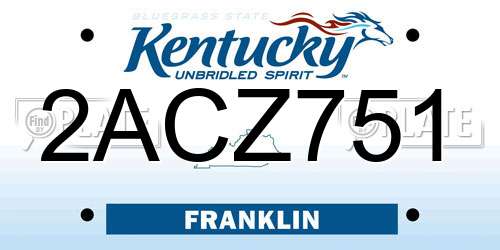 2ACZ751 Kentucky License Plate