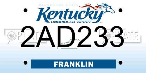 2AD233 Kentucky License Plate