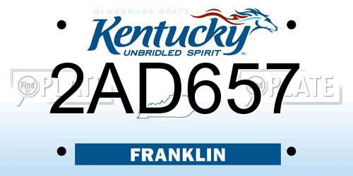 2AD657 Kentucky License Plate