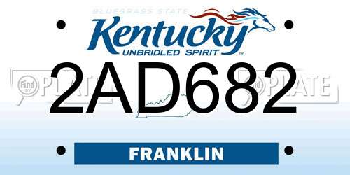 2AD682 Kentucky License Plate