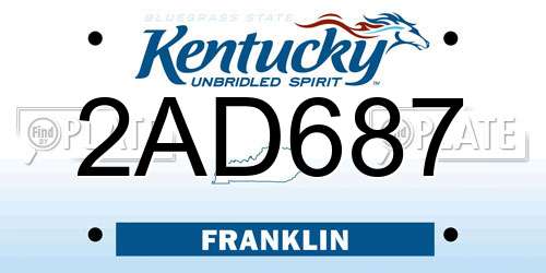 2AD687 Kentucky License Plate