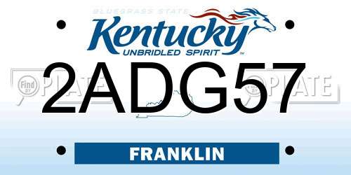 2ADG57 Kentucky License Plate