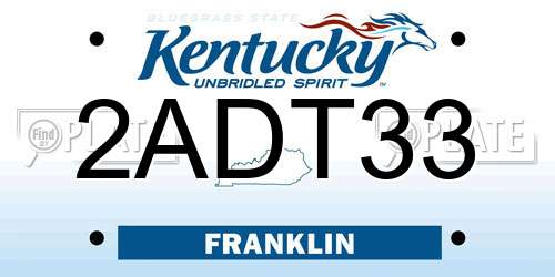 2ADT33 Kentucky License Plate