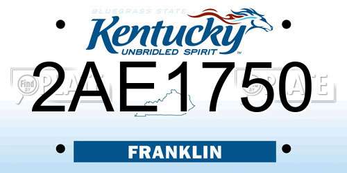 2AE1750 Kentucky License Plate