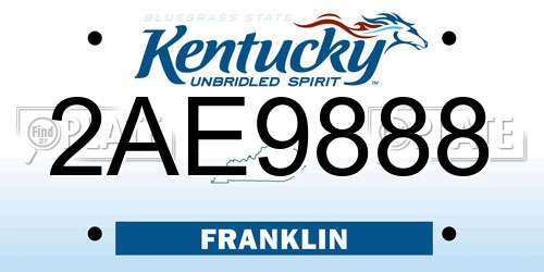 2AE9888 Kentucky License Plate