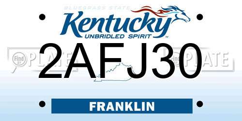 2AFJ30 Kentucky License Plate