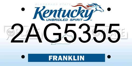 2AG5355 Kentucky License Plate