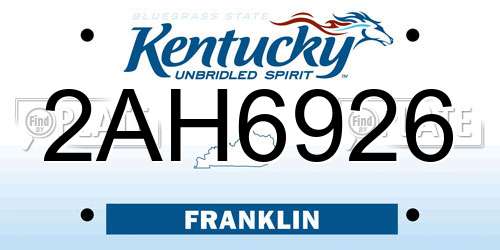 2AH6926 Kentucky License Plate