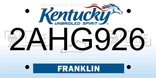 2AHG926 Kentucky License Plate