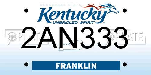 2AN333 Kentucky License Plate