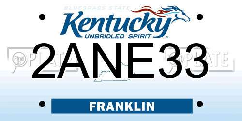 2ANE33 Kentucky License Plate