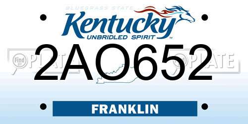 2AO652 Kentucky License Plate
