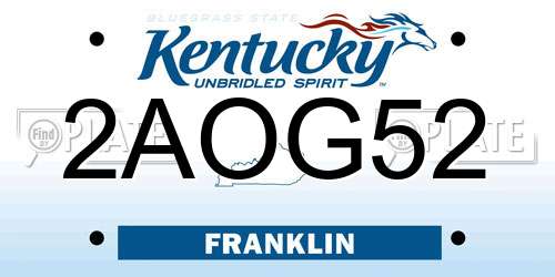 2AOG52 Kentucky License Plate