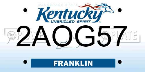 2AOG57 Kentucky License Plate