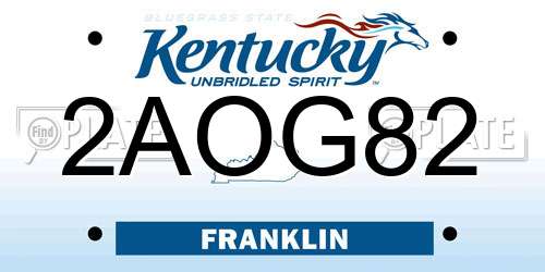 2AOG82 Kentucky License Plate