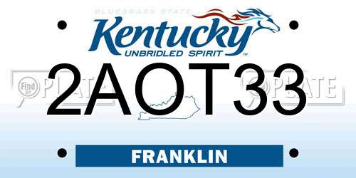 2AOT33 Kentucky License Plate