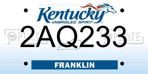 2AQ233 Kentucky License Plate