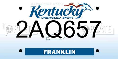 2AQ657 Kentucky License Plate