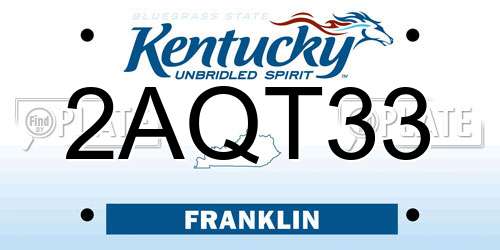 2AQT33 Kentucky License Plate