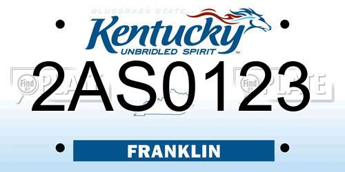 2AS0123 Kentucky License Plate