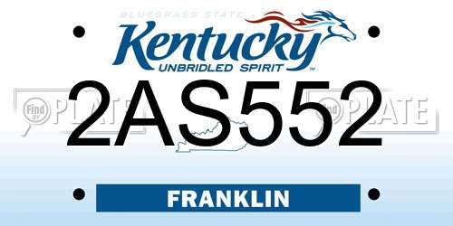 2AS552 Kentucky License Plate