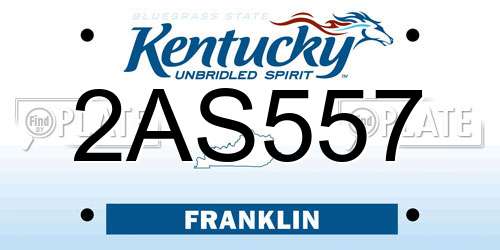 2AS557 Kentucky License Plate