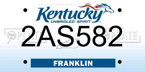2AS582 Kentucky License Plate
