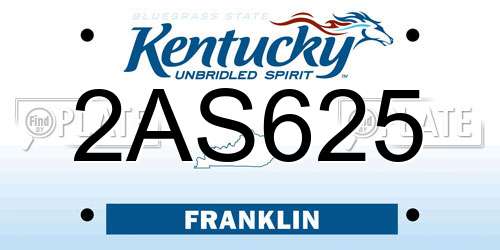 2AS625 Kentucky License Plate