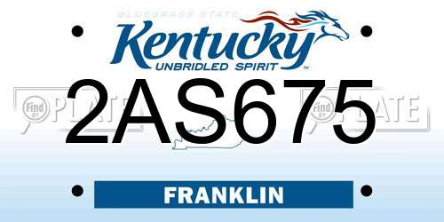 2AS675 Kentucky License Plate