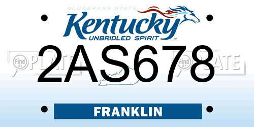 2AS678 Kentucky License Plate