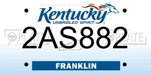 2AS882 Kentucky License Plate