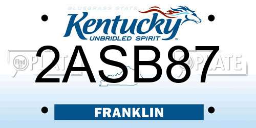 2ASB87 Kentucky License Plate