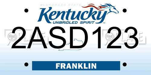 2ASD123 Kentucky License Plate