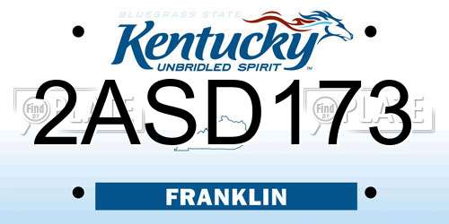 2ASD173 Kentucky License Plate