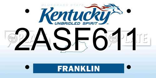 2ASF611 Kentucky License Plate