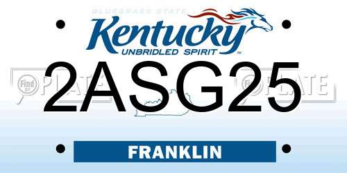 2ASG25 Kentucky License Plate