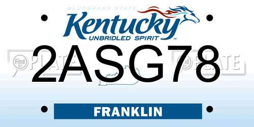 2ASG78 Kentucky License Plate