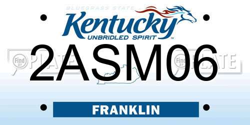 2ASM06 Kentucky License Plate