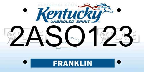 2ASO123 Kentucky License Plate
