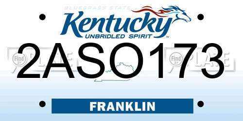 2ASO173 Kentucky License Plate