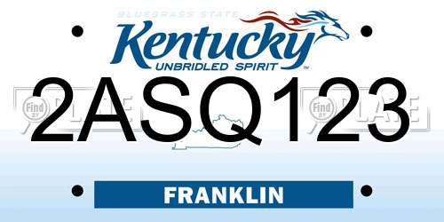 2ASQ123 Kentucky License Plate