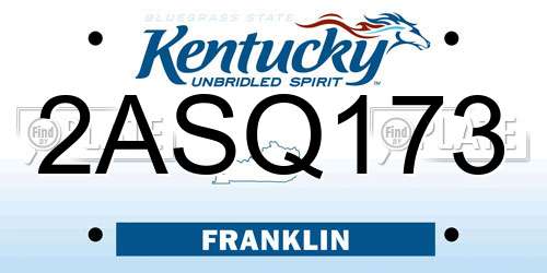 2ASQ173 Kentucky License Plate