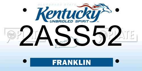 2ASS52 Kentucky License Plate