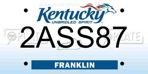 2ASS87 Kentucky License Plate