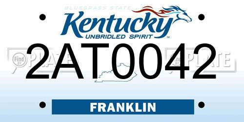 2AT0042 Kentucky License Plate