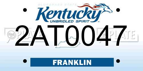 2AT0047 Kentucky License Plate