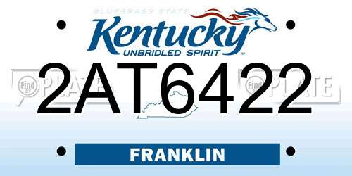 2AT6422 Kentucky License Plate
