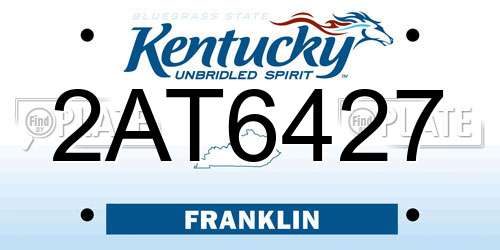 2AT6427 Kentucky License Plate