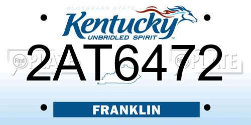 2AT6472 Kentucky License Plate