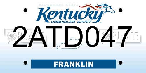 2ATD047 Kentucky License Plate
